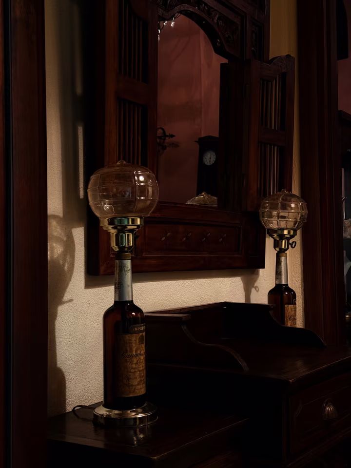 Antique lamps and mirror